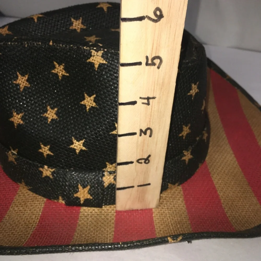 American Flag Cowboy Hat,Striped Western Tea-Stained USA Shape-It Brim